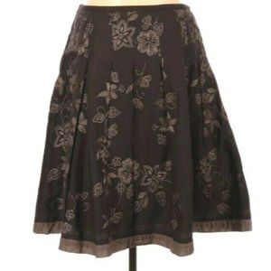 SUD EXPRESS Knee‎ Length Brown Embroidered Skirt 10